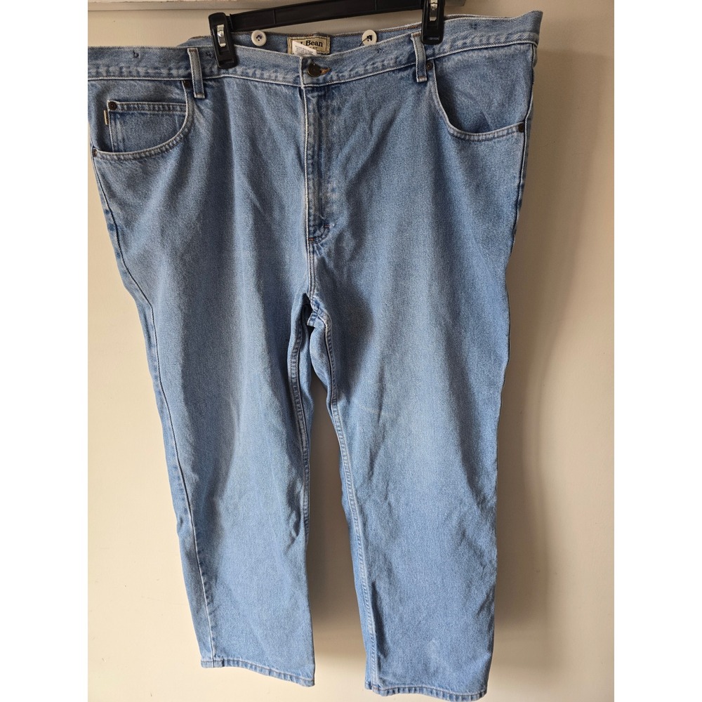 LL Bean Mens Classic Fit Light Wash Straight Leg Denim Jeans 46x29 Blue 220626